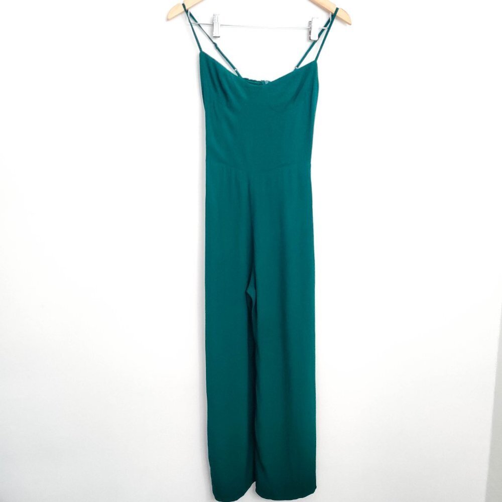 Reformation Gilda Wide Leg Jumpsuit in Emerald Green 0